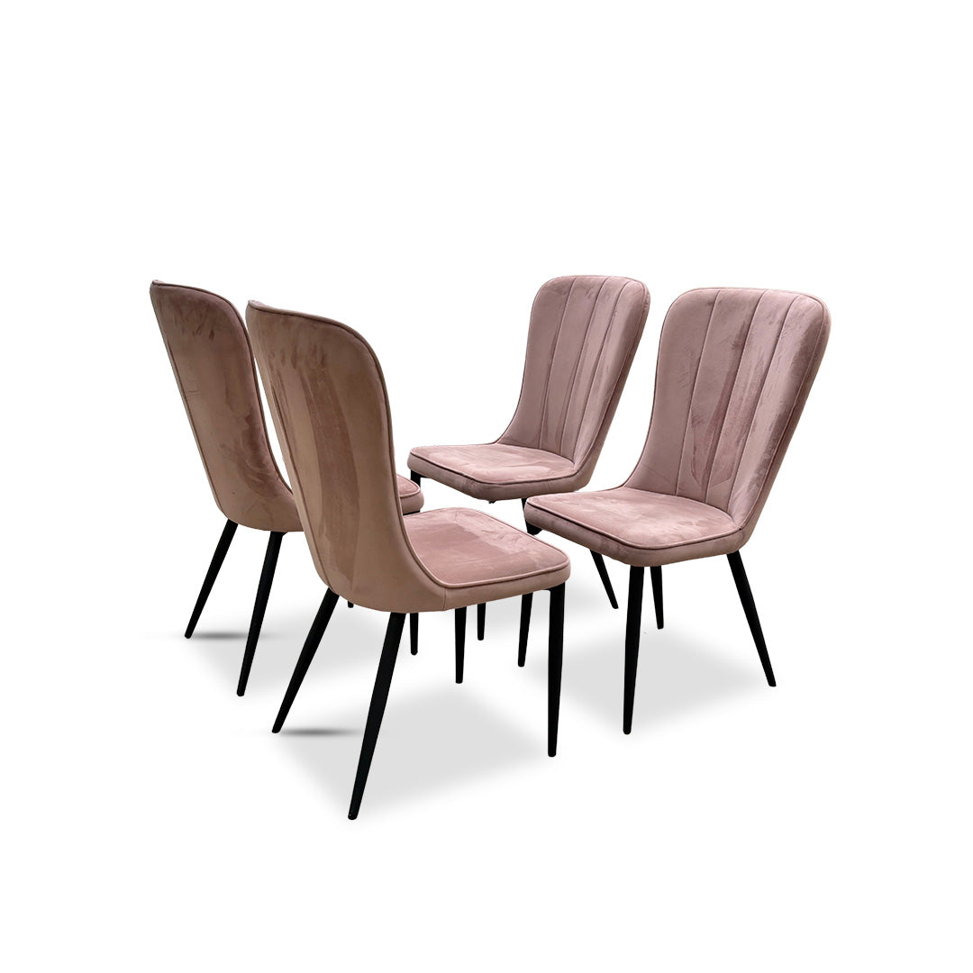 ‘Raph’ Blush Velvet Black Velvet Dining Chair - Set of 4