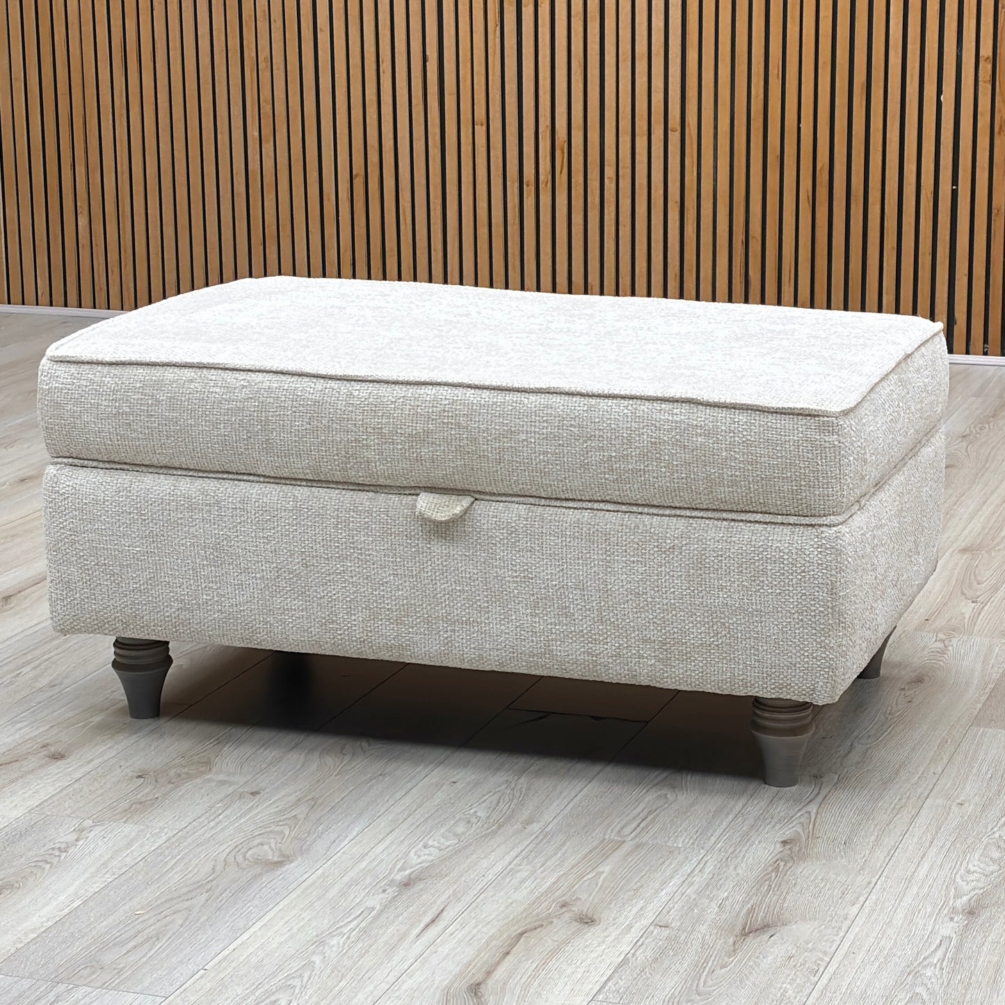 ‘Oyster Bay’ Enzo Cream Fabric Storage Footstool
