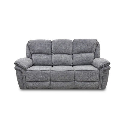 ‘Belmont’ Grey Fabric Manual Recliner 3 Seater Sofa with Drop Down Cup Holders