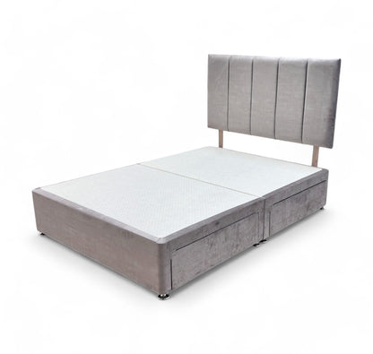 ‘Brookes’ Heritage Mink Velvet Double Bed with 4 Drawers