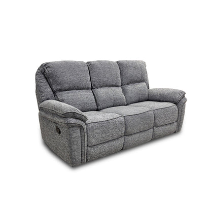 ‘Belmont’ Grey Fabric Manual Recliner 3 Seater Sofa with Drop Down Cup Holders