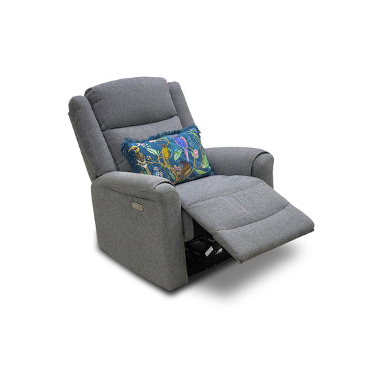 ‘Lexus’ Grey Fabric Power Recliner Armchair