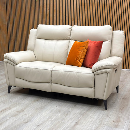 ‘Panache' Bone China Cat-60_05 Leather 2 Seater Power Recliner Sofa