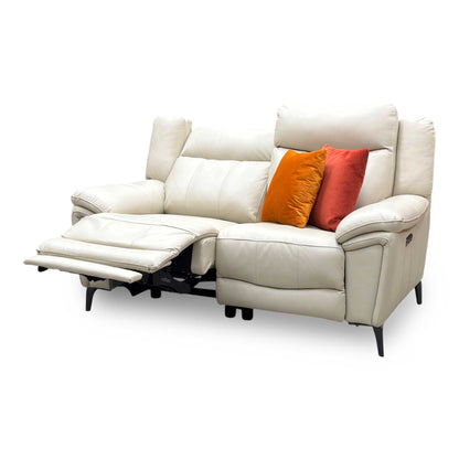 ‘Panache' Bone China Cat-60_05 Leather 2 Seater Power Recliner Sofa