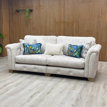 ‘Aura' Kenzo Cream Dw Ft Fabric 4 Seater Classic Back Split Frame Sofa