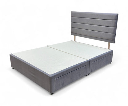 ‘Aries’ Arlington Charcoal Velvet King Bed with 4 Drawers