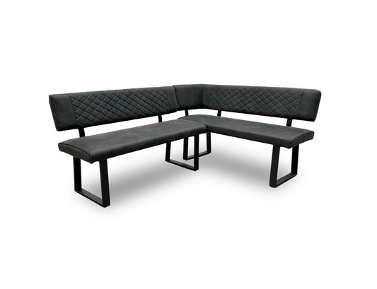 ‘Warrior’ Grey Faux Leather Right Hand Facing Corner Bench
