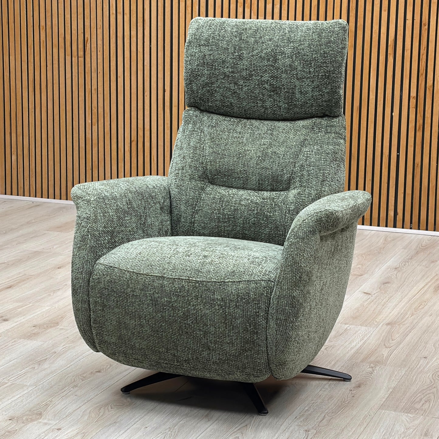 Designer Chair Collection ‘Dussledorf’ Fab-Coe-R801 Olive Green Fabric Power Recliner Swivel Chair