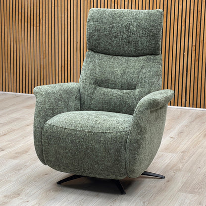 Designer Chair Collection ‘Dussledorf’ Fab-Coe-R801 Olive Green Fabric Power Recliner Swivel Chair
