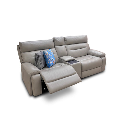‘Cinemax’ Le-9303 Sand Leather Media 3 Seater Power Recliner Sofa with Power Headrests
