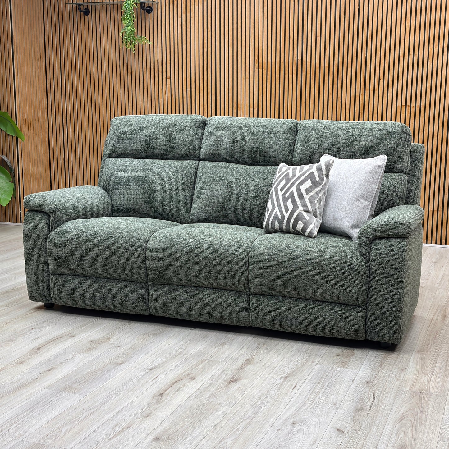 ‘Raven' Milan Green 61350 Fabric 3 Seater Sofa