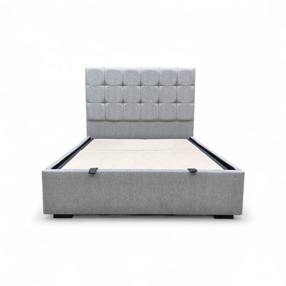 The Capricorn Orkney Pebble bed frame in a fully styled bedroom setting, creating a modern and organised retreat with ample hidden storage.