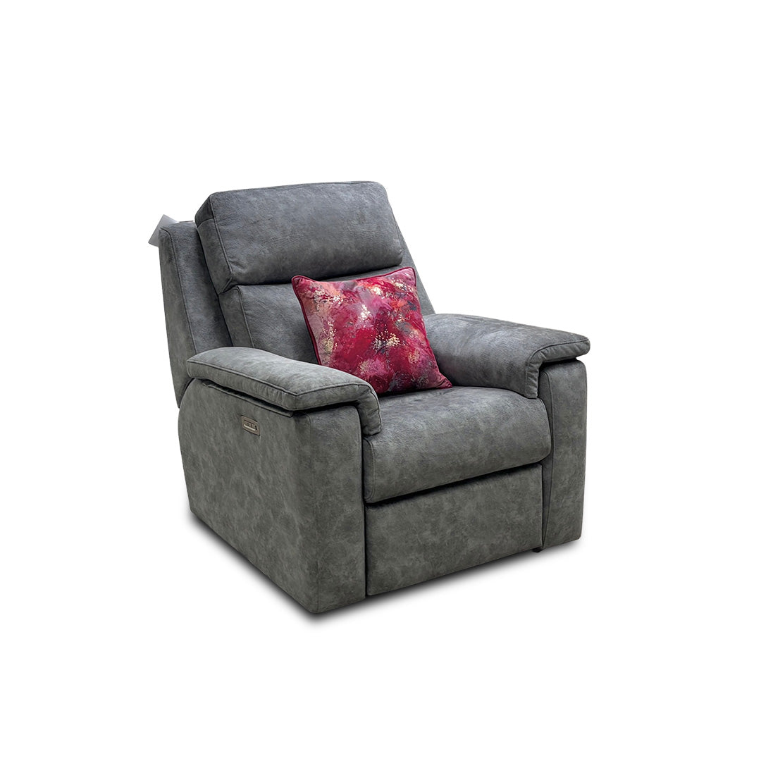 G Plan ‘Thornbury’ Grey Marbled Velvet Power Recliner Chair with Power Headrest and Power Lumbar