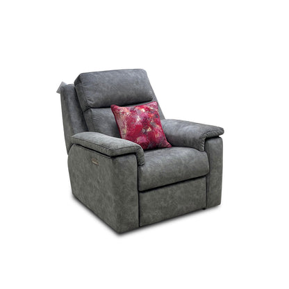 G Plan ‘Thornbury’ Grey Marbled Velvet Power Recliner Chair with Power Headrest and Power Lumbar