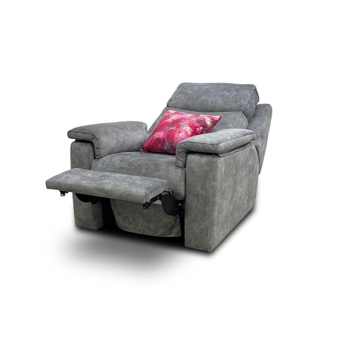 G Plan ‘Thornbury’ Grey Marbled Velvet Power Recliner Chair with Power Headrest and Power Lumbar