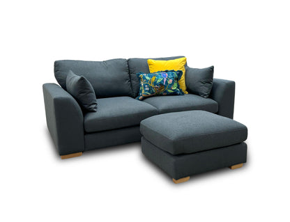 Calix' Charcoal Calix Boucle 2 Seater Sofa + Plain Small Footstool