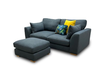 Calix' Charcoal Calix Boucle 2 Seater Sofa + Plain Small Footstool