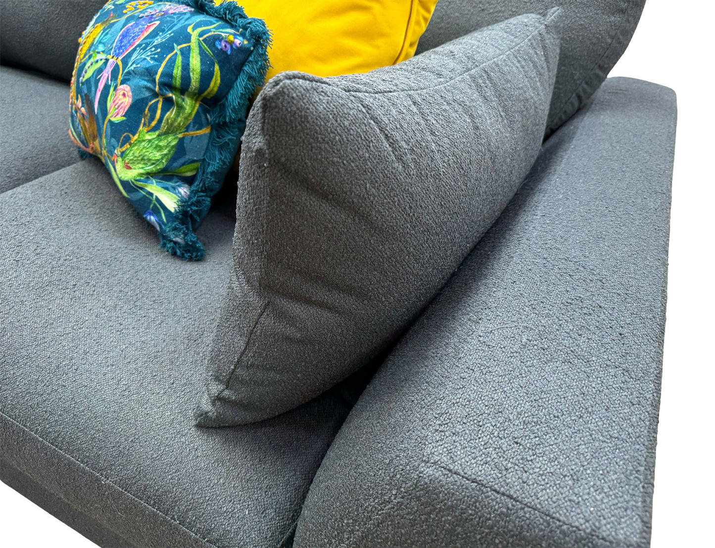 Calix' Charcoal Calix Boucle 2 Seater Sofa + Plain Small Footstool