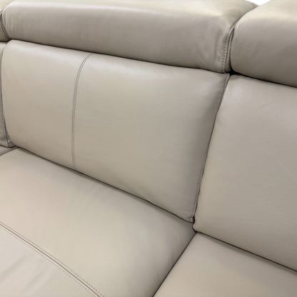 ‘Nico’ Stone Leather Power Recliner Left Hand Facing Chaise Corner Sofa with Storage and Adjustable Headrests