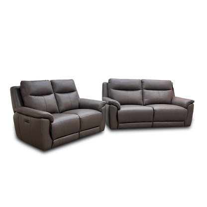 ‘Bobby’ Leather Cat-35/04 Oyster 3 + 2 Power Recliner Sofa Set