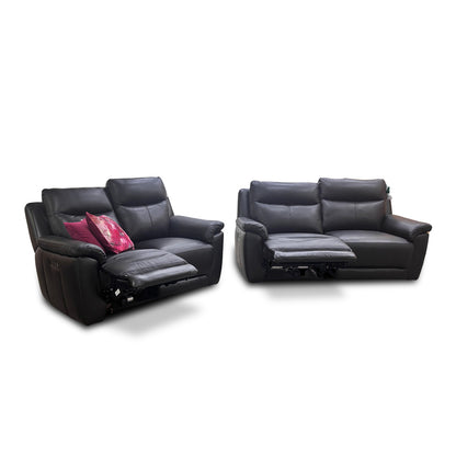 ‘Bobby’ Leather Cat-35/02 Black 3 + 2 Power Recliner Sofa Set
