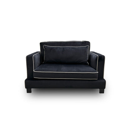 ‘Demure' Black Demure Velvet Cuddler Chair