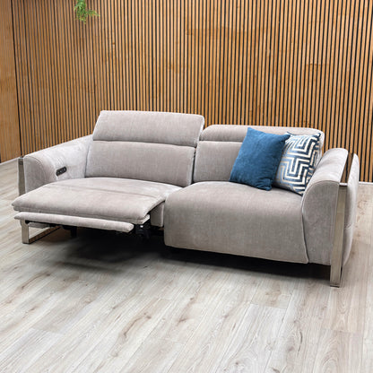 ‘Gisella’ Manhattan Nutmeg Fabric 3 Seater Power Recliner Sofa with Power Headrests