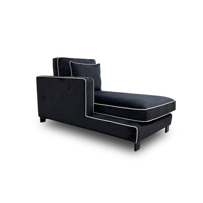 ‘Demure' Black Demure Velvet Left Hand Facing Longue