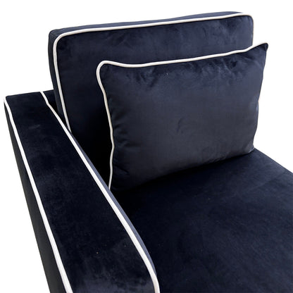 ‘Demure' Black Demure Velvet Left Hand Facing Longue