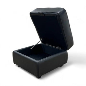 La-Z-Boy ‘Parker’ Calda Jet Black Leather Storage Footstool