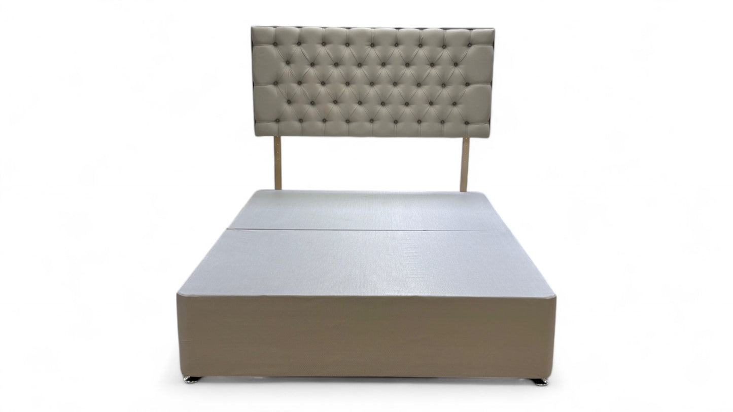 ‘Florence’ Sandstone Fabric King Bed with 4 Drawers