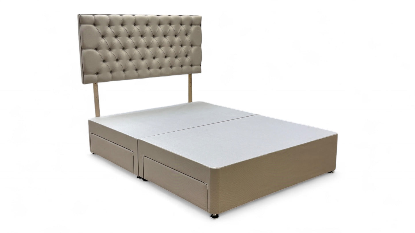 ‘Florence’ Sandstone Fabric King Bed with 4 Drawers