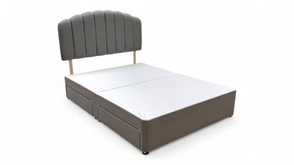 ‘Merlin’ Slate Grey Fabric King Bed with 4 Drawers