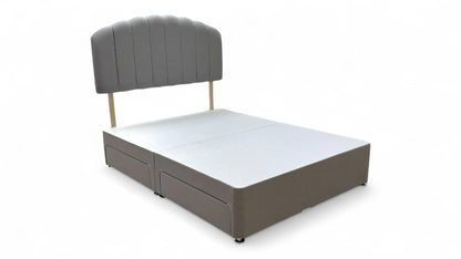 ‘Merlin’ Slate Grey Fabric King Bed with 4 Drawers