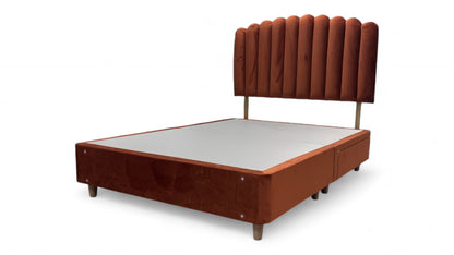 ‘Moda’ Ochre Velvet King Bed with 2 Drawers