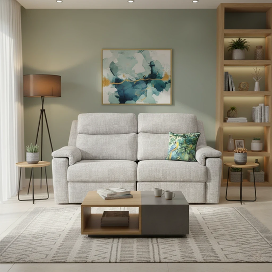 G Plan ‘Thornbury’ B046 Aerial Ace Grey Tight Weave Fabric 3 Seater Power Recliner Sofa with Power Headrests and Power Lumbar