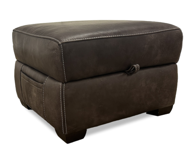'Heritage' Grand Saddle Dark Brown Leather Storage Footstool