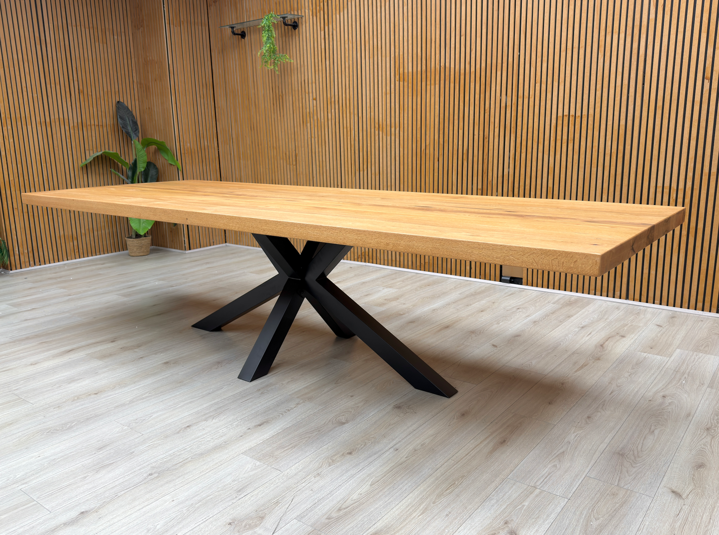 Bodahl 'Terra' 1 Oil Solid Oak 300cm Straight Edge Dining Table with Star Base - product photo 2