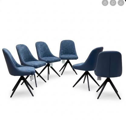 ‘Jose’ Navy Blue Fabric Swivel Dining Chairs set of 6