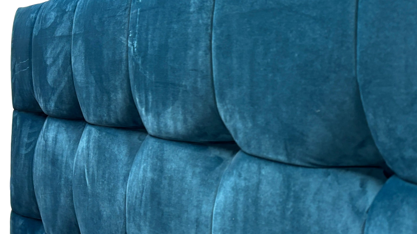 Sleep Story Memory Hybrid End Ottoman Divan Set + ‘Dice’ Floor Standing Headboard in Plush Atlantic Velvet - King