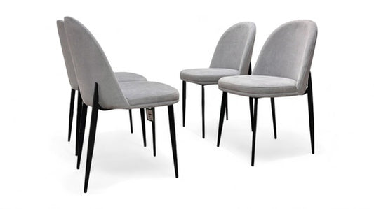 ‘Valent’ Light Grey Velvet Dining Chairs - Set of 4