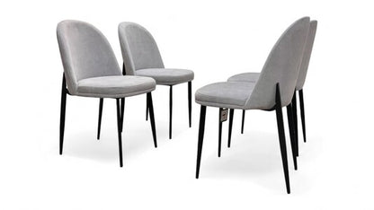 ‘Valent’ Light Grey Velvet Dining Chairs - Set of 4