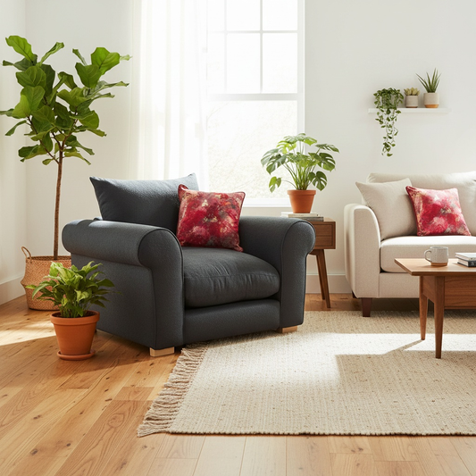 ‘Hugh' Navy Calix Boucle Armchair