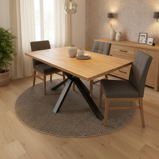 ‘Brooklyn' Solid Oak 135cm Dining Table with Star Base