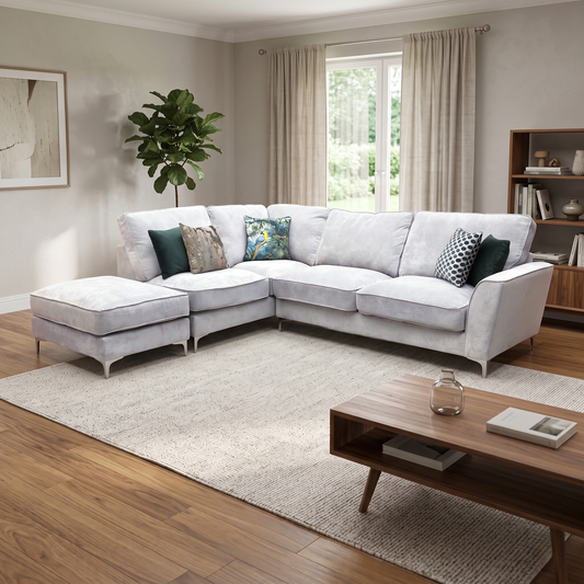 ‘Legend’ Kingston Silver Fabric Left Hand Facing Classic Back Corner Sofa – view 2