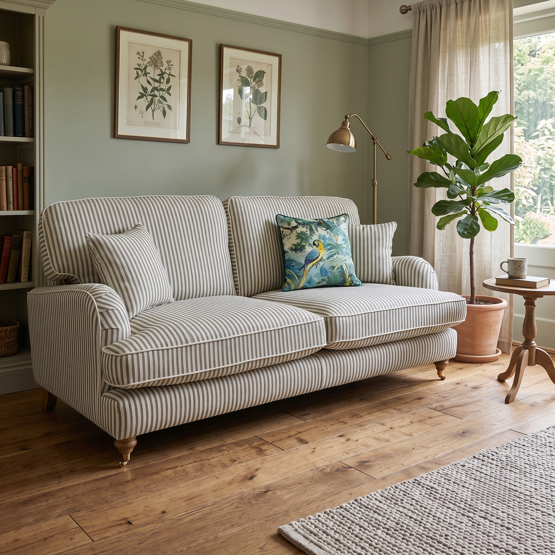 'Bay' Olive Green Stripe Fabric 3 Seater Sofa Very.com
