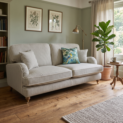 'Bay' Olive Green Stripe Fabric 3 Seater Sofa Very.com