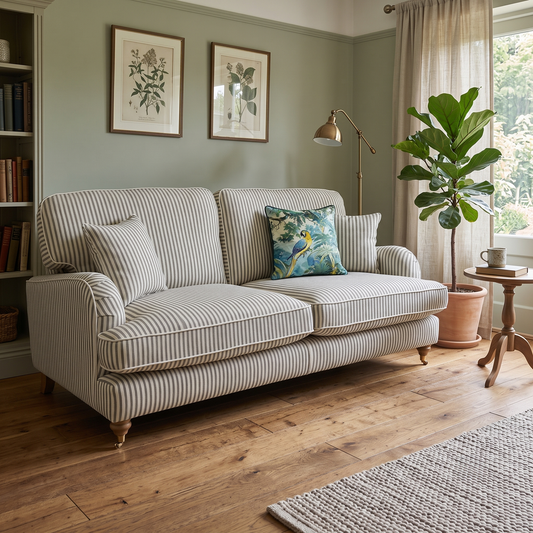 'Bay' Olive Green Stripe Fabric 3 Seater Sofa Very.com