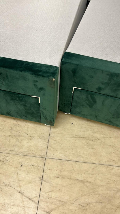 'Angel' Forest Green Velvet 4 Draw Divan Bed with Floor Standing Winged Headboard - King