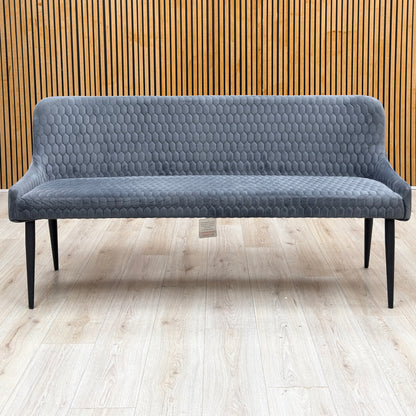 'Sapporo' Granite Grey Velvet Fabric Dining Bench